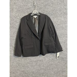 Pendleton Womens Plus Size Wool Blazer Jacket Size 18 Petite Black One Button
